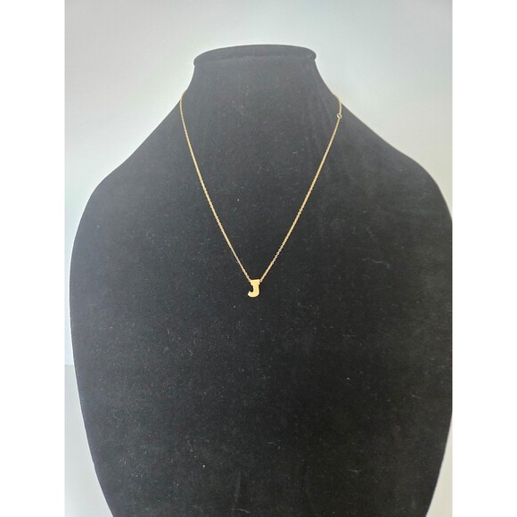 Avon Gold Tone Necklace Initial J - Picture 1 of 9